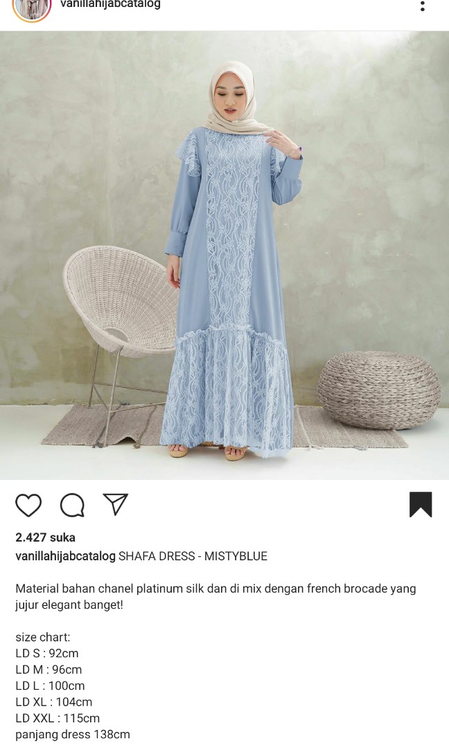 Vanilla hijab dress, Fesyen Wanita 