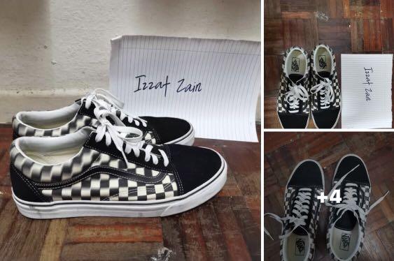 Vans old cheap skool checkerboard blur