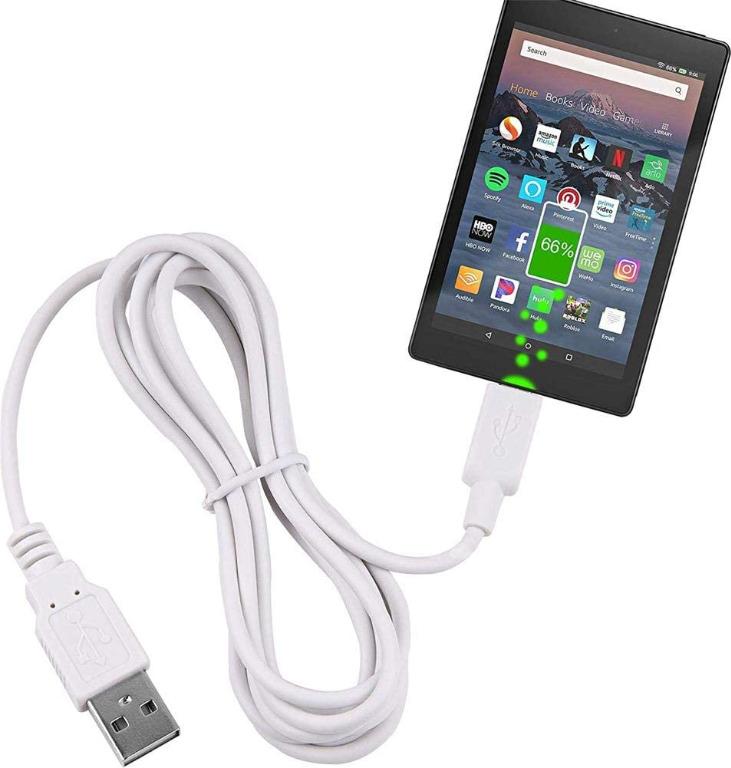 White 2.0 USB to MicroUSB Cable for Amazon Kindle Fire, HD, HDX, HDX 8
