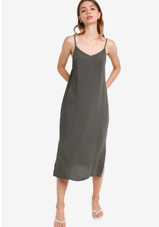 dark red slip dress