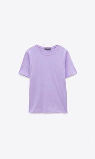 Zara Basic Cotton T-shirt in Lilac 100% Ecologically Grown Cotton