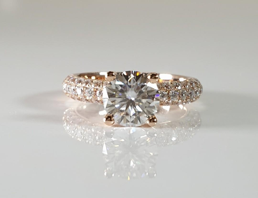 1 Ct Moissanite Diamond Crown Setting with Crushed Moissanite on 18K Rose Gold Women s Fashion Jewelry Organisers Body Jewelry on Carousell
