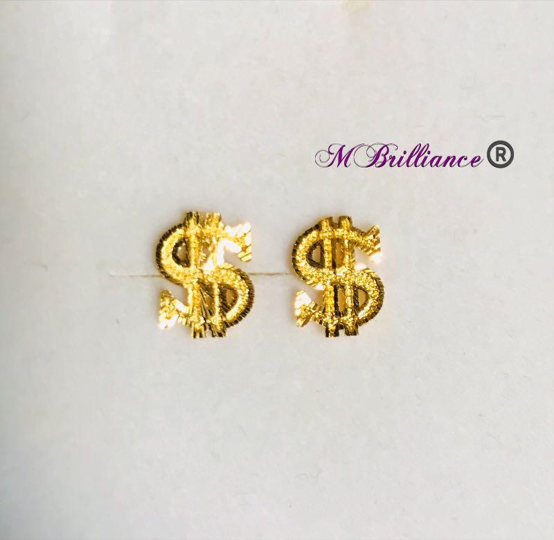 916 Gold Dollar Earrings Earstuds Women S Fashion Jewelry Organisers Earrings On Carousell