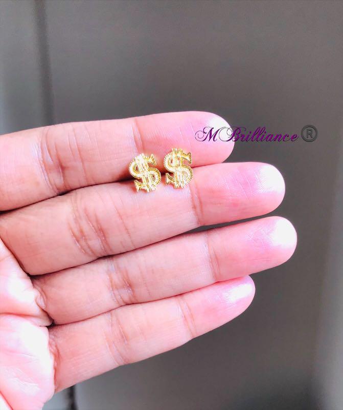 Gold dollar bill sale earrings