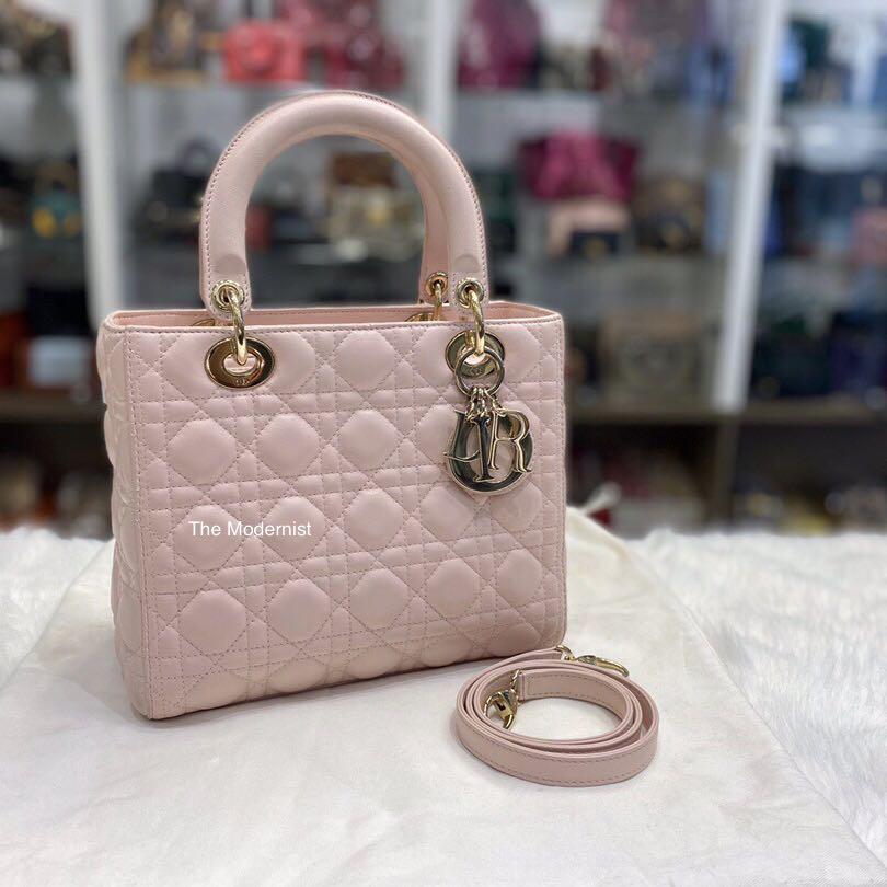 Authentic Christian Dior Light Blossom Sakura Pink Lambskin Medium Lady Dior Gold Hardware Luxury Bags Wallets Handbags On Carousell