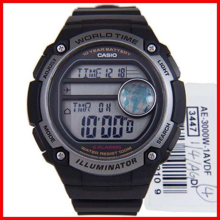 Casio Digital Triple Time Display Black AE3000W1AV Original Cash On Delivery