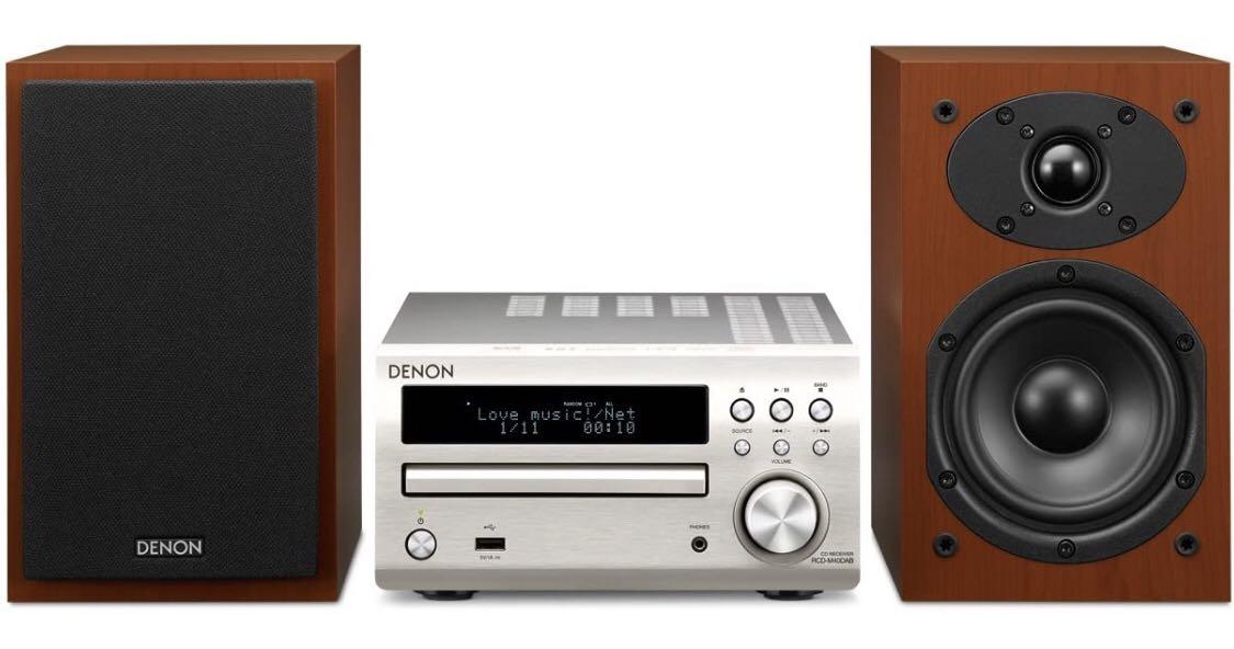 通販 送料無料  DENON リモコン付き（DENON スピーカー2台 RCD-M40 ミニコンポ ラジオ・コンポ