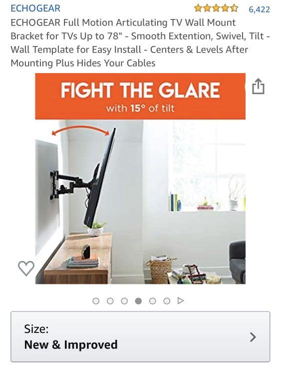 ECHOGEAR Full Motion Articulating TV Wall Mount Bracket for TVs Up to