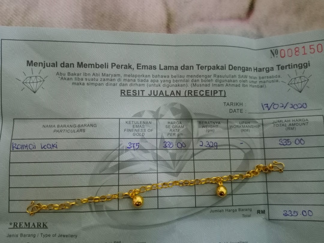 Karat Emas Kadar Emas Cap 300 30 7 2k Cap 750 75 18k