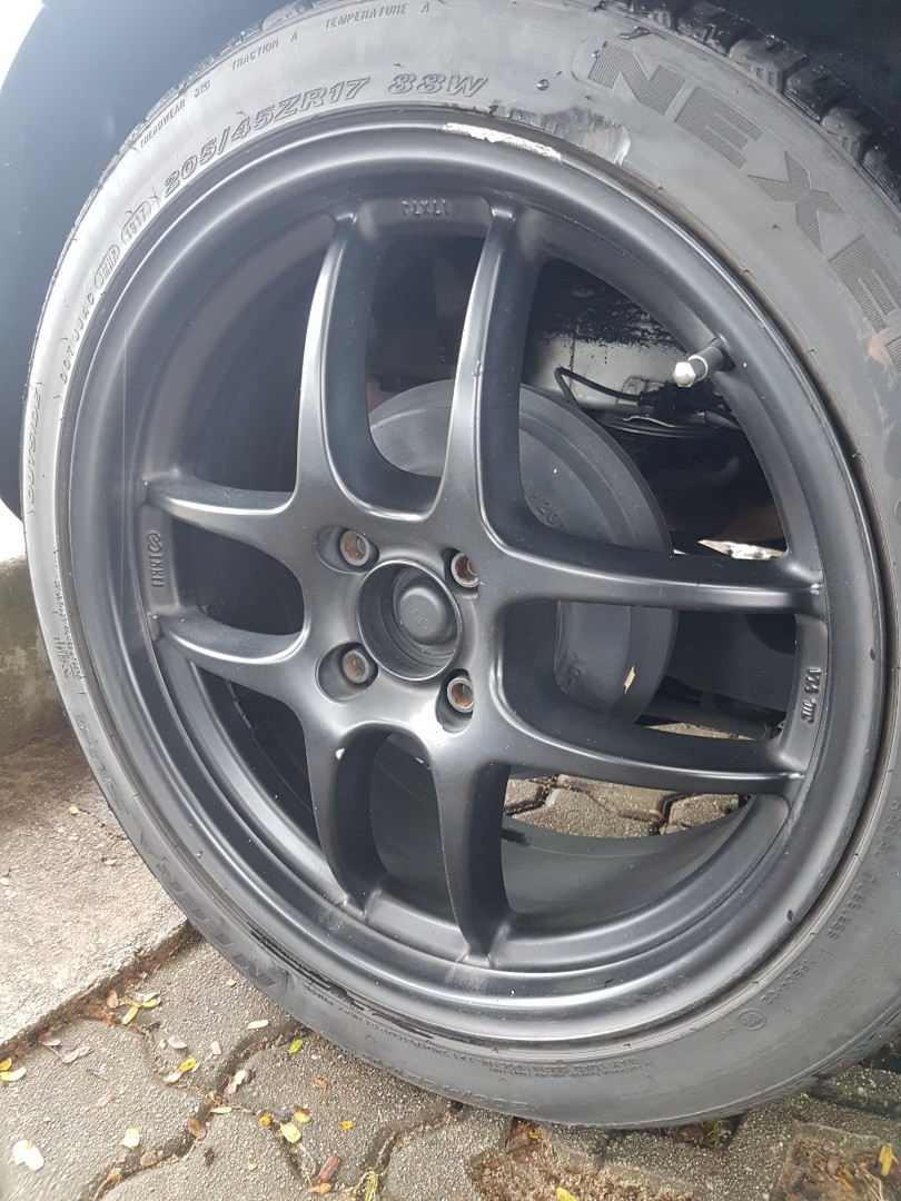 Enkei 17" rims for honda fit with tyre 70, Car Accessories, Tyres