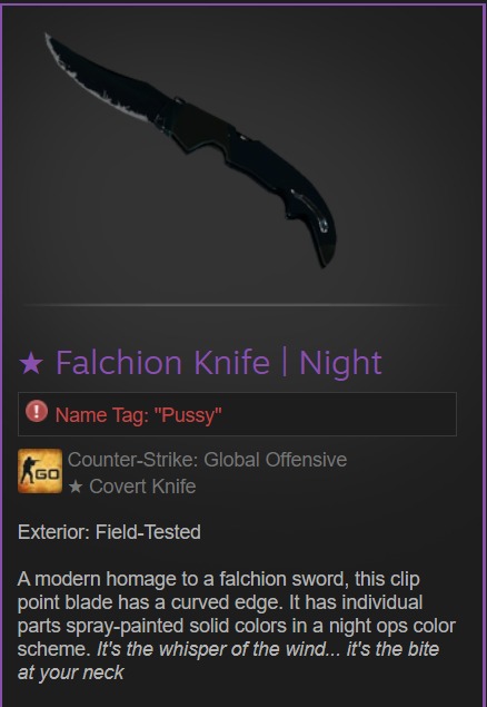 Csgo Falchion Knife Night, Video Gaming, Gaming Accessories, Game Gift ...