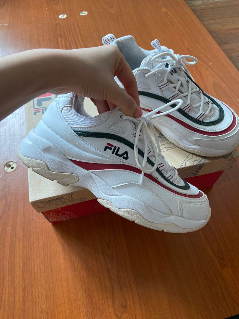 green and red fila shoes