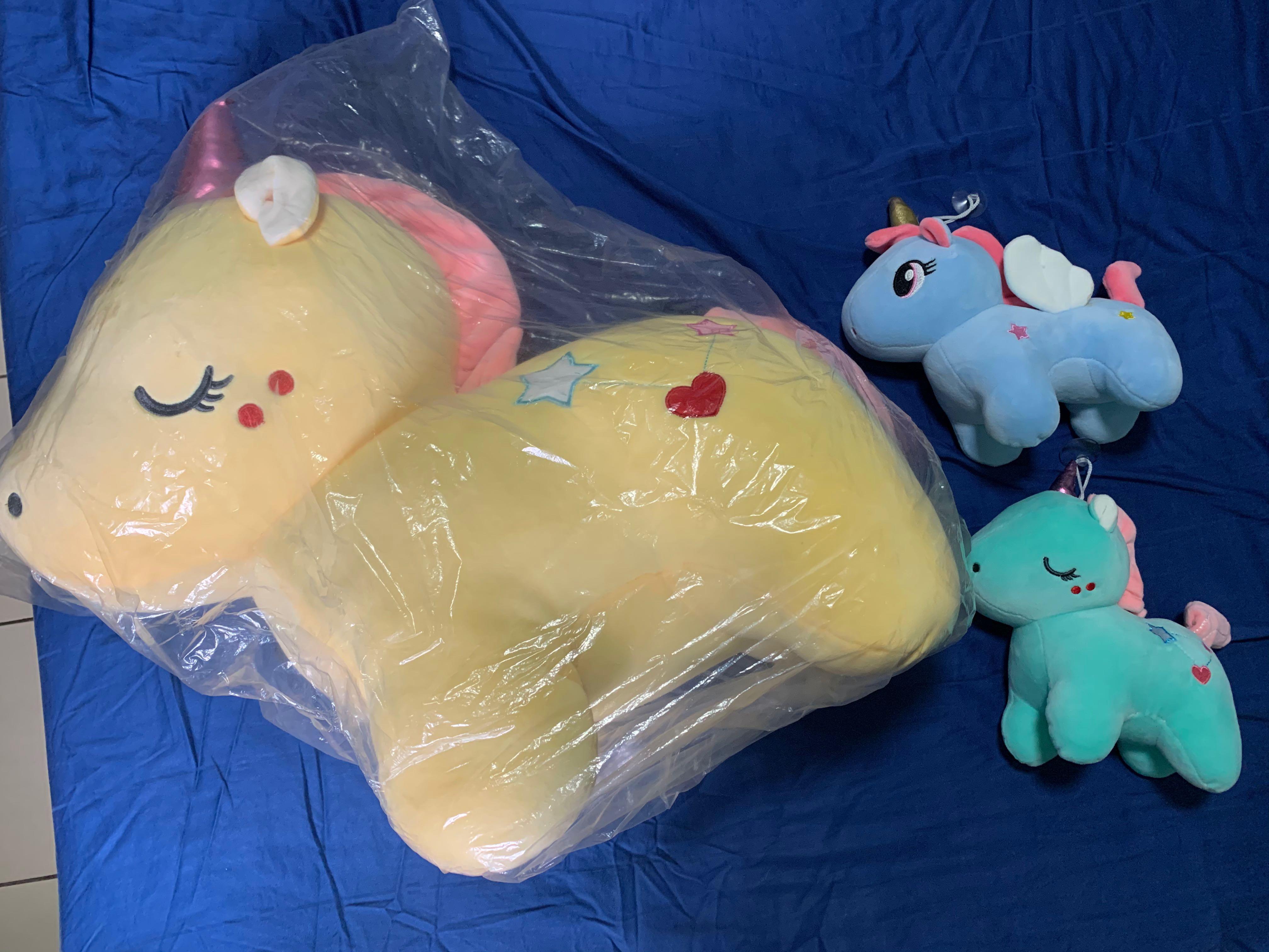 Giant yellow unicorn soft toy, Hobbies & Toys, Toys & Games on Carousell