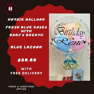 Hotair Balloon "The Blue Lagoon" Rare and Unique Blue Roses