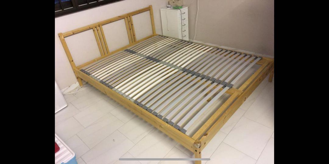 Ikea Fjellse Queen Size Bed Frame With Luroy Slatted Base Furniture Beds Mattresses On Carousell