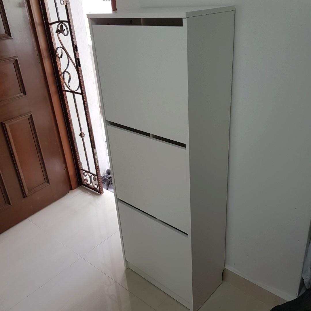 Ikea Shoe Cabinet With 3 Compartments White 49x135 Cm Furniture Shelves Drawers On Carousell