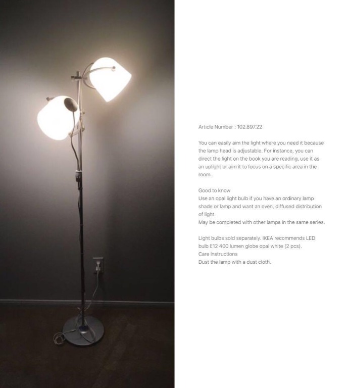 Ikea Svirvel Floor Lamp With 2 Shades Rm90 Home Furniture Home Decor On Carousell
