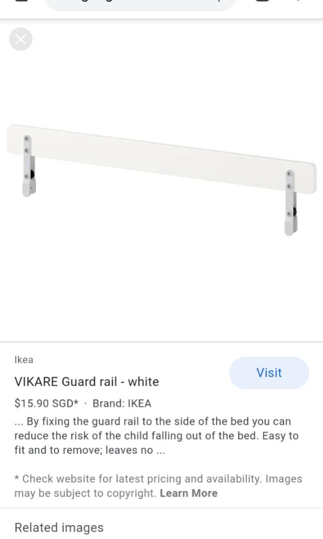 Ikea vikare bed guard rail, Babies & Kids, Baby Nursery & Kids
