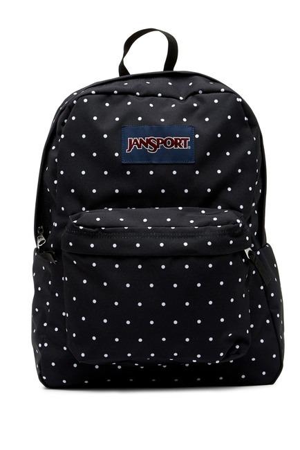 Black and white polka dot jansport backpack deals