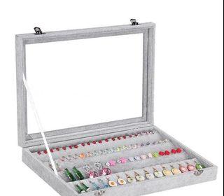 [LOCAL STOCK] Velvet Jewelry Box with Glass Top Earrings Pendants Necklaces Storage Display Box