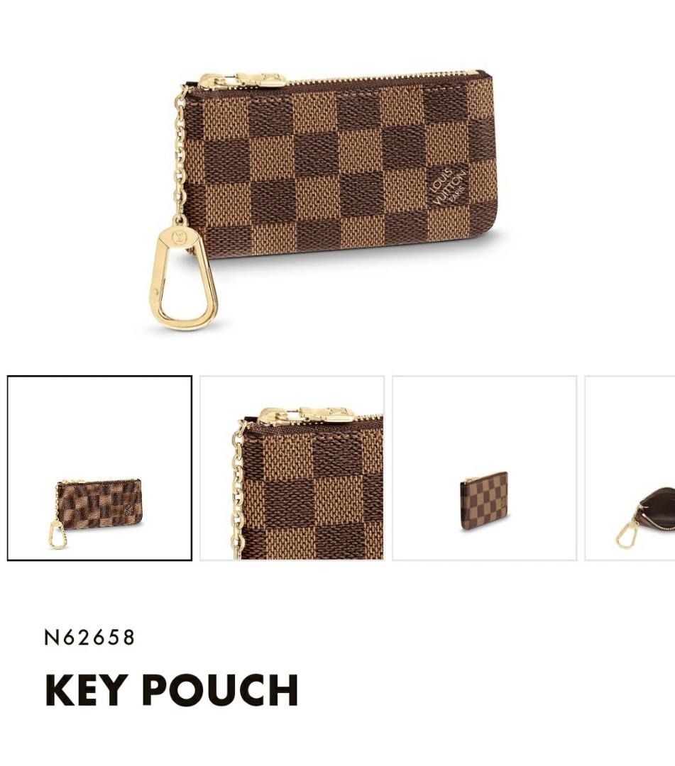 Authentic Louis Vuitton Key Pouch Damier Ebene N62658 COA Designer