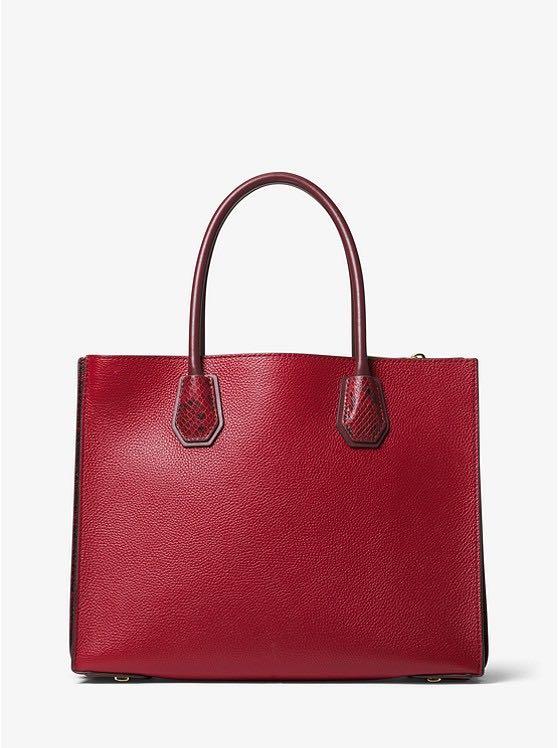 Michael Kors Mercer Large Pebble Embossed Leather Accordion Tote Bag