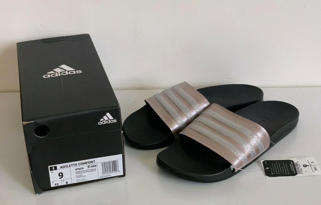 adidas adilette comfort slides women's rose gold