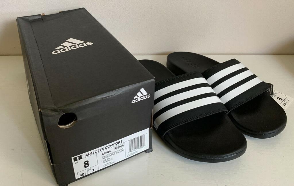 New Adidas Adilette Cloudfoam Plus Stripes Comfort Slides Slippers 8 40 5 Sale Women S Fashion Shoes Flats Sandals On Carousell