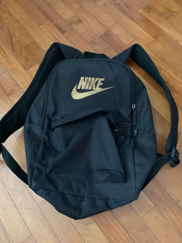nike bookbag black and gold