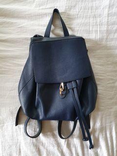 Parfois Navy Leather Backpack