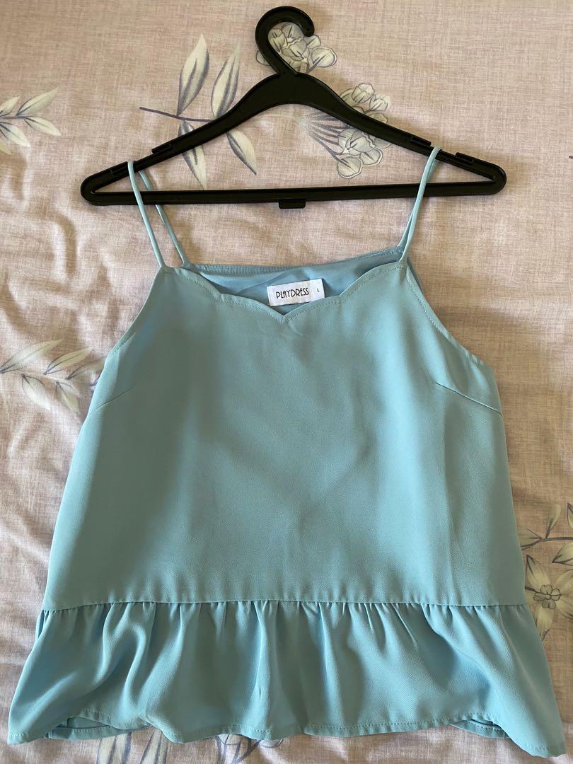 light blue peplum top