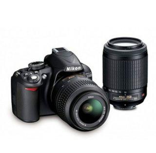 UPSIZED Nikon D3100 DSLR Camera with 18-55mm VR, 55-200mm Zoom Lenses (Black)