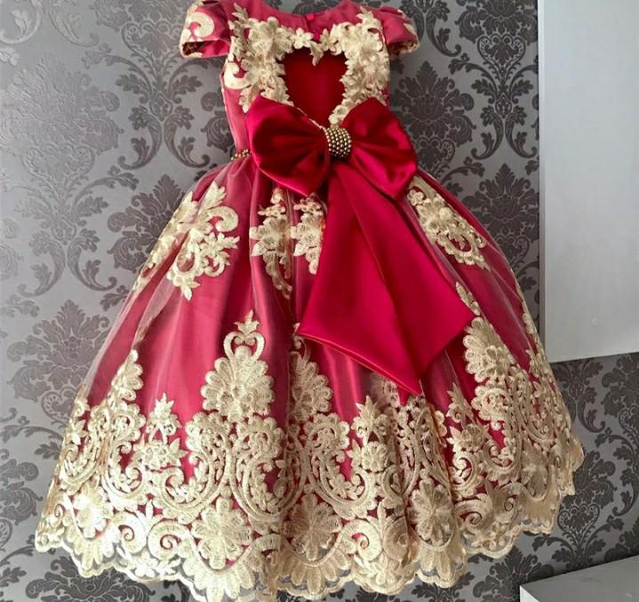 girls red ball gown