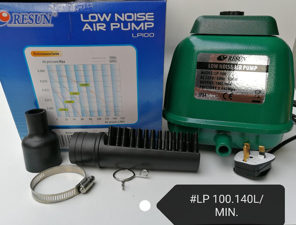 RESUN LP100 Low Noise Air Pump 100w Aquarium Fish Pond [LP-100], Pet  Supplies, Health & Grooming on Carousell