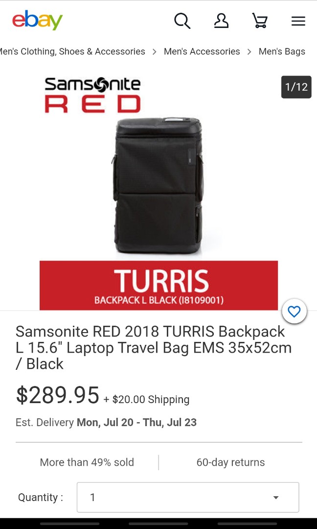 samsonite red turris backpack