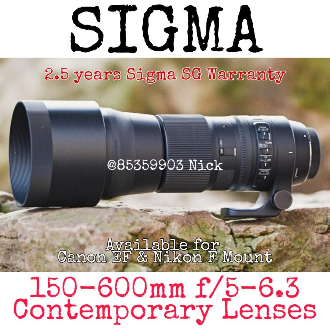 Sigma 150 600mm F 5 6 3 Dg Os Hsm Contemporary Canon Nikon Photography Lenses On Carousell