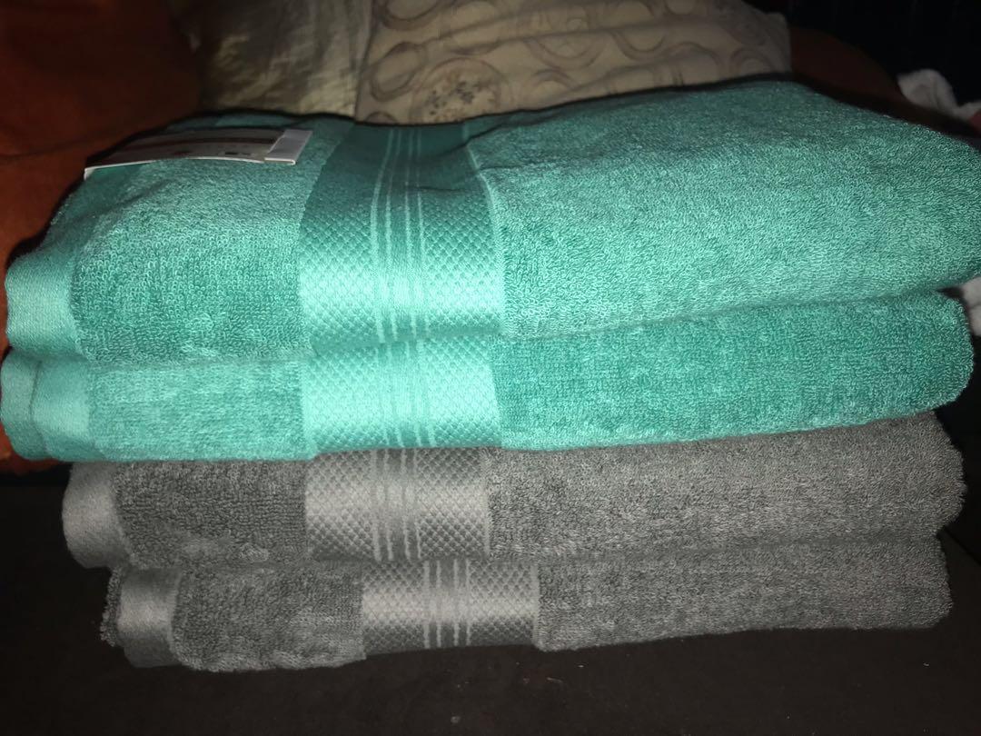 teal and grey bath towels