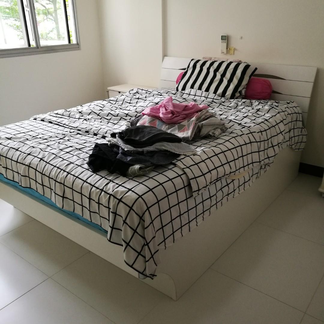 40cm Deep Storage White Wooden Bed Frame Furniture Beds Mattresses On Carousell Phoenix wooden ottoman storage bed white or oak colour 4ft 4ft6 or 5ft birlea. carousell