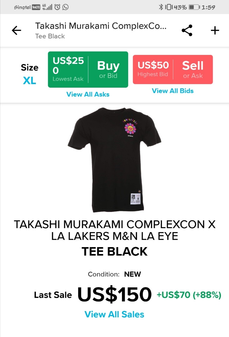 Takashi Murakami Complexcon X La Lakers M N La Eye Tee Men S Fashion Clothes Tops On Carousell