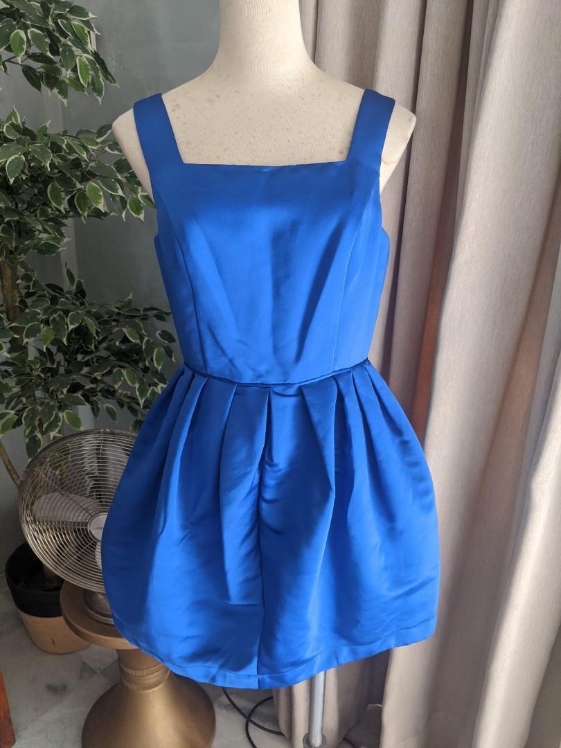 topshop blue pinafore dress