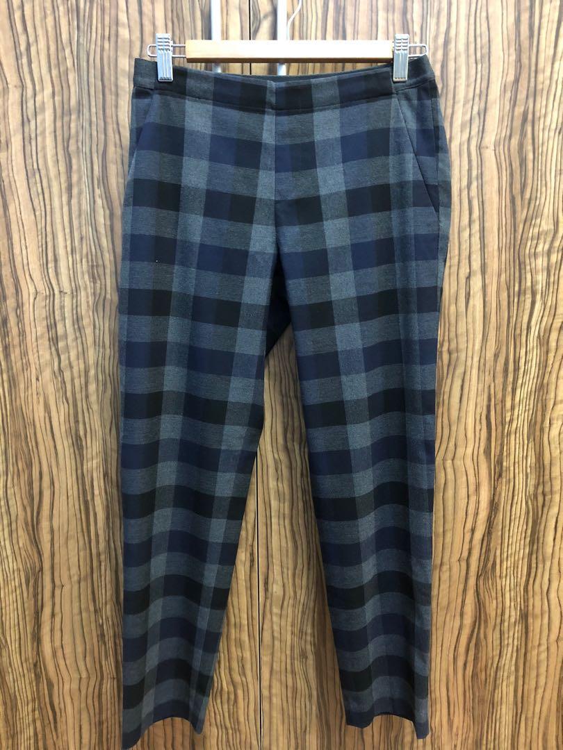 blue checkered trousers womens