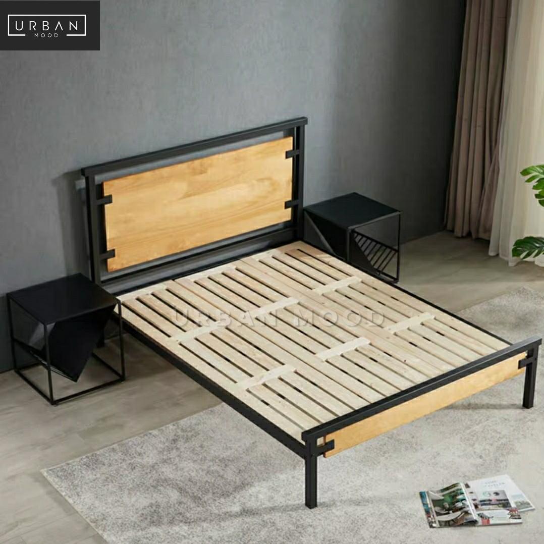 ZENITH Industrial Solid Wood Bed, Furniture & Home Living, Furniture
