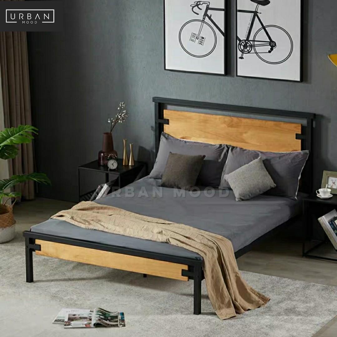 ZENITH Industrial Solid Wood Bed, Furniture & Home Living, Furniture