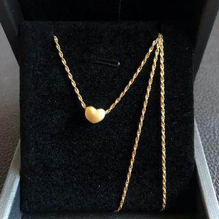 999 gold heart pendant with 18K rope chain