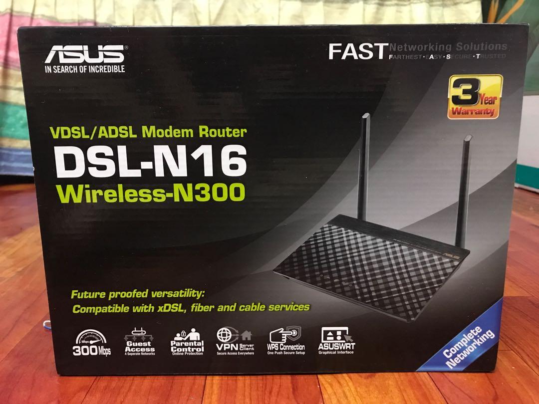 Asus Dsl N16 Wireless N300 Modem Router Electronics Computer Parts Accessories On Carousell