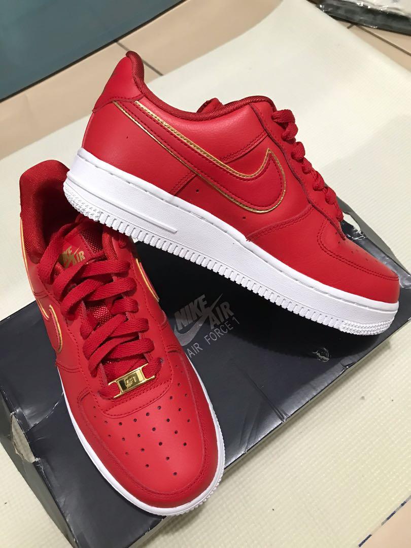 nike air force 1 red and gold