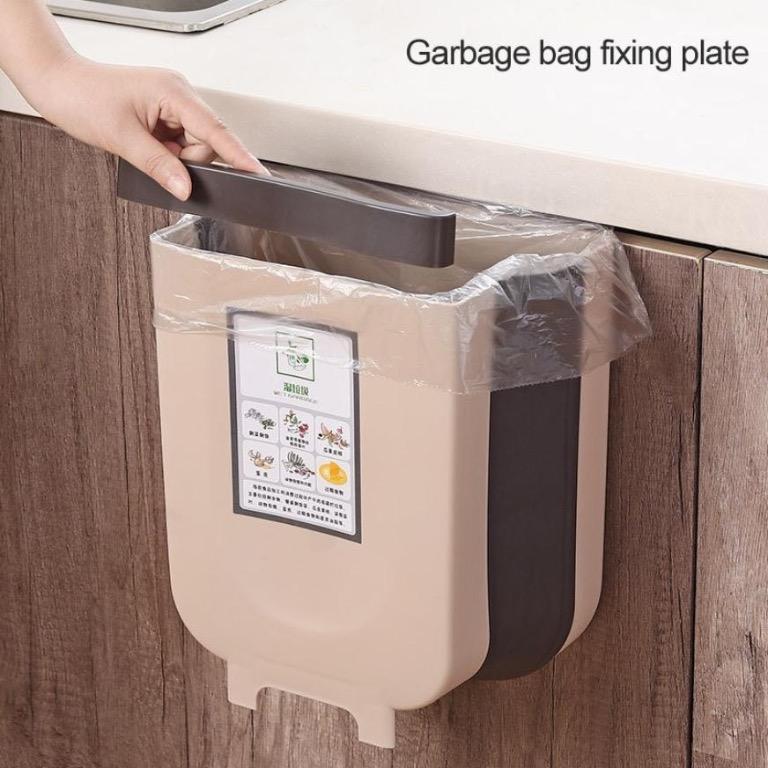 Car Bedroom Kitchen Trash Can Cabinet Door Wall Hanging Folding Bucket Garbage Bin Container For Kitchen Bathroom Home Appliances Kitchenware On Carousell