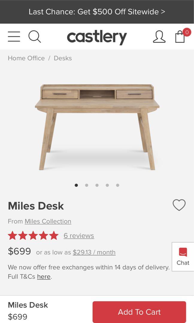Castlery Miles Desk Wooden Table Furniture Tables Chairs On Carousell