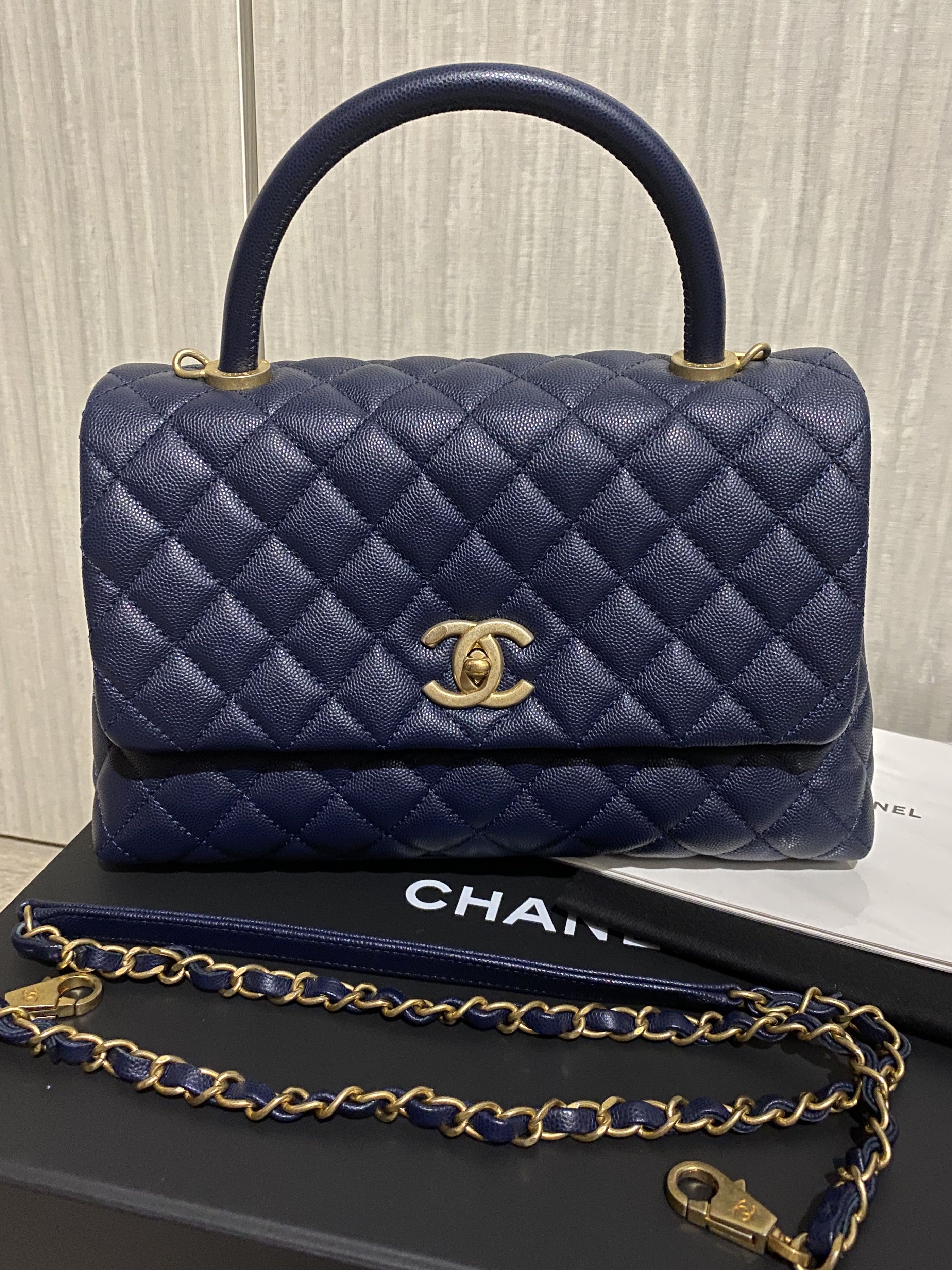 Chanel Coco Handle 29cm, Navy Blue (Gorgeous IRL)