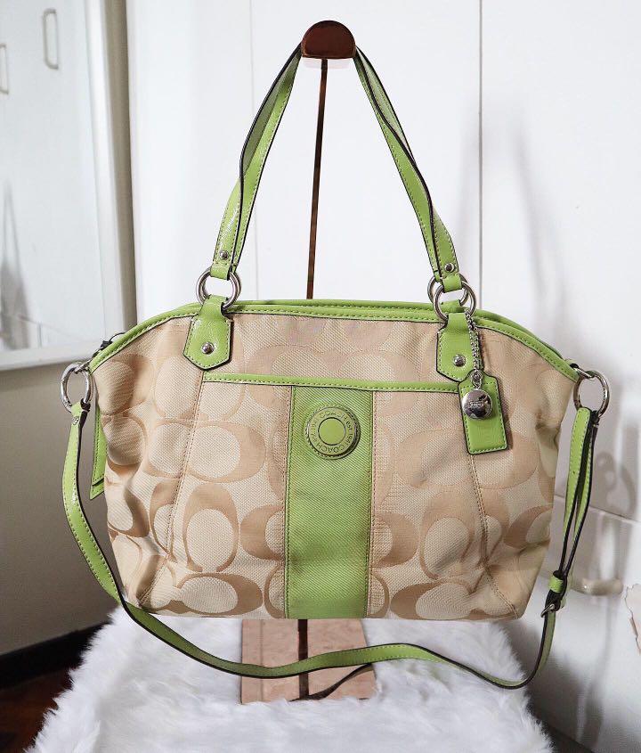 coach green sling bag